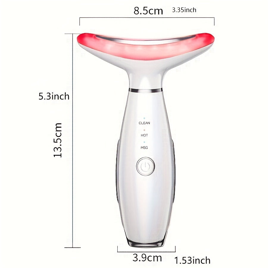 Rechargeable Tri-Color LED Facial and Neck Massager with Heating Mode