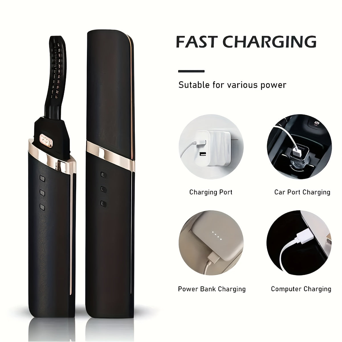 1pc Portable Electric Eyelash Curler Rechargeable Lash Curler Quick Natural