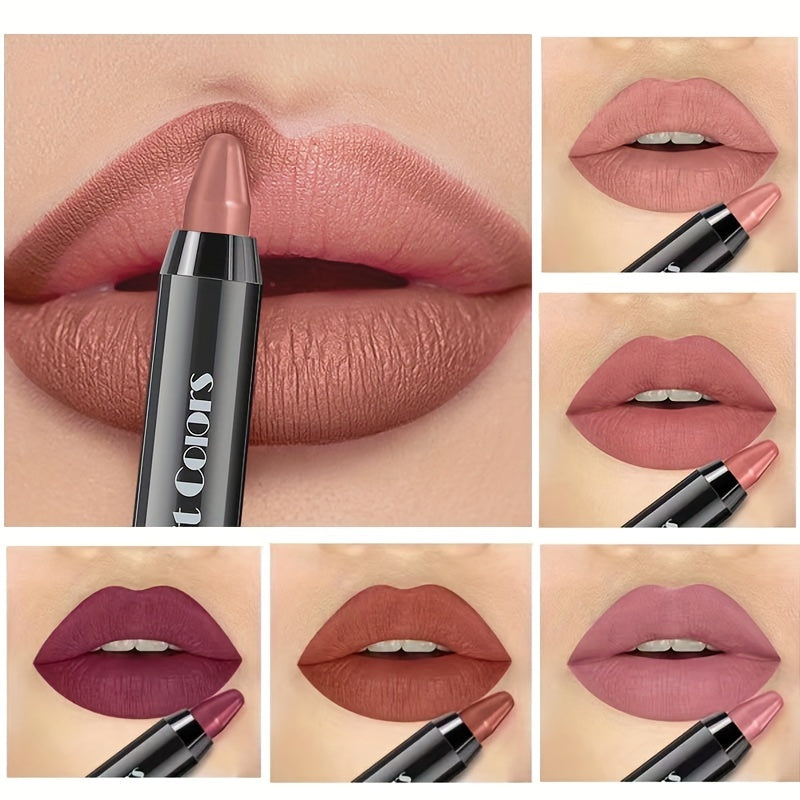 6 pieces, crayon lipstick, matte lipstick, easy coloring lipliner,