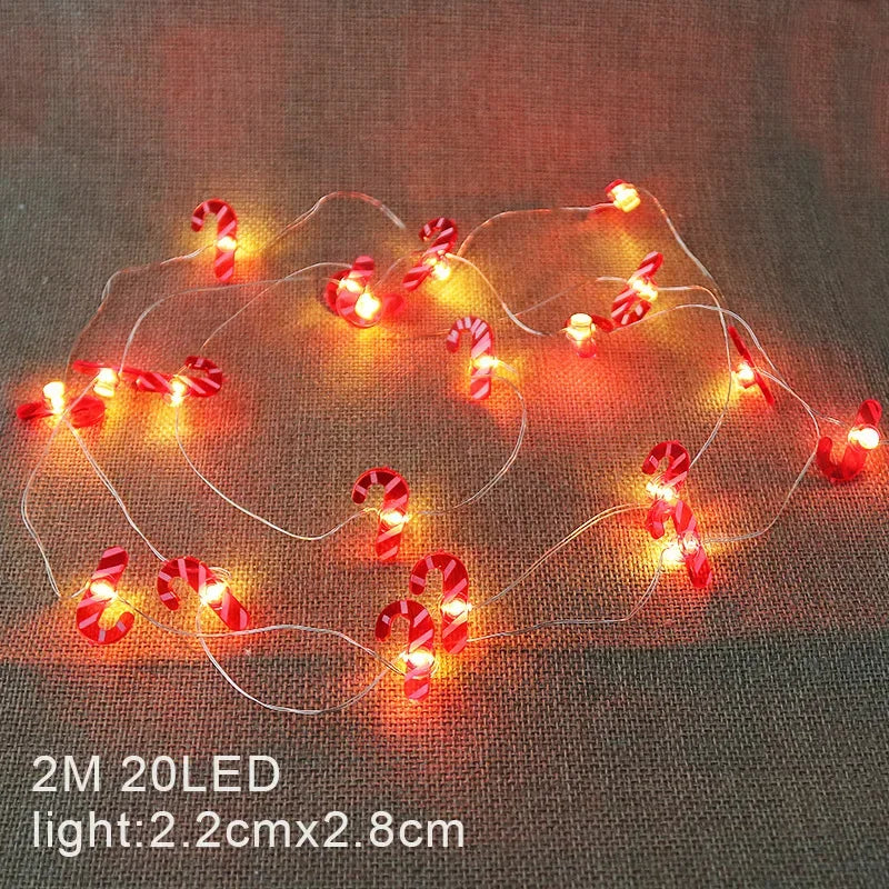 2M Christmas Santa Claus Snowflake LED Light String Garland Xmas Tree Fairy Light Christmas Decoration for Home New Year Navidad