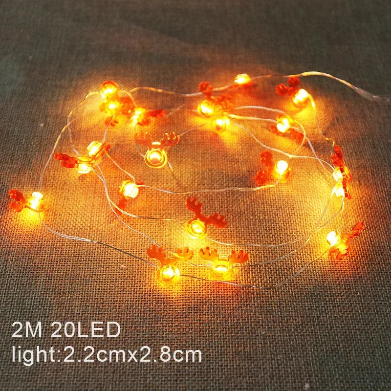 2M Christmas Santa Claus Snowflake LED Light String Garland Xmas Tree Fairy Light Christmas Decoration for Home New Year Navidad