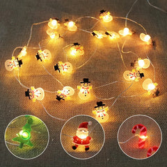 2M Christmas Santa Claus Snowflake LED Light String Garland Xmas Tree Fairy Light Christmas Decoration for Home New Year Navidad