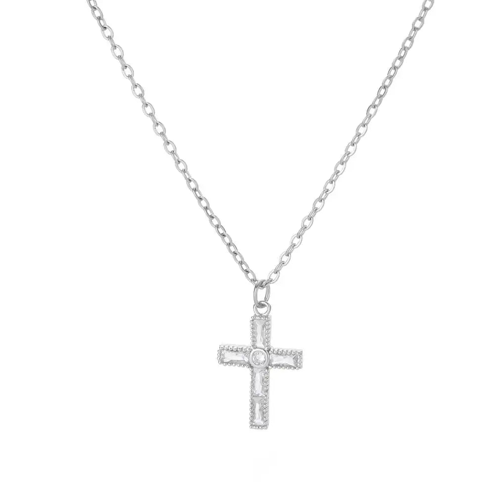 Multicolor Cross Necklaces For Women Shiny Zircon Cross Pendant Choker Couple Necklace Christmas Party Aesthetic Jewelry Gift