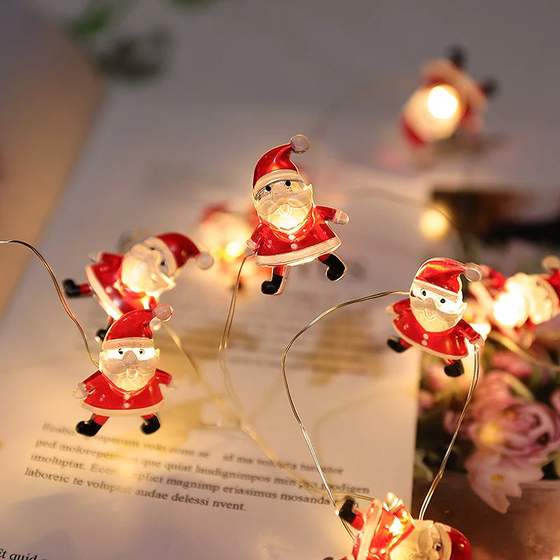 2M Christmas Santa Claus Snowflake LED Light String Garland Xmas Tree Fairy Light Christmas Decoration for Home New Year Navidad