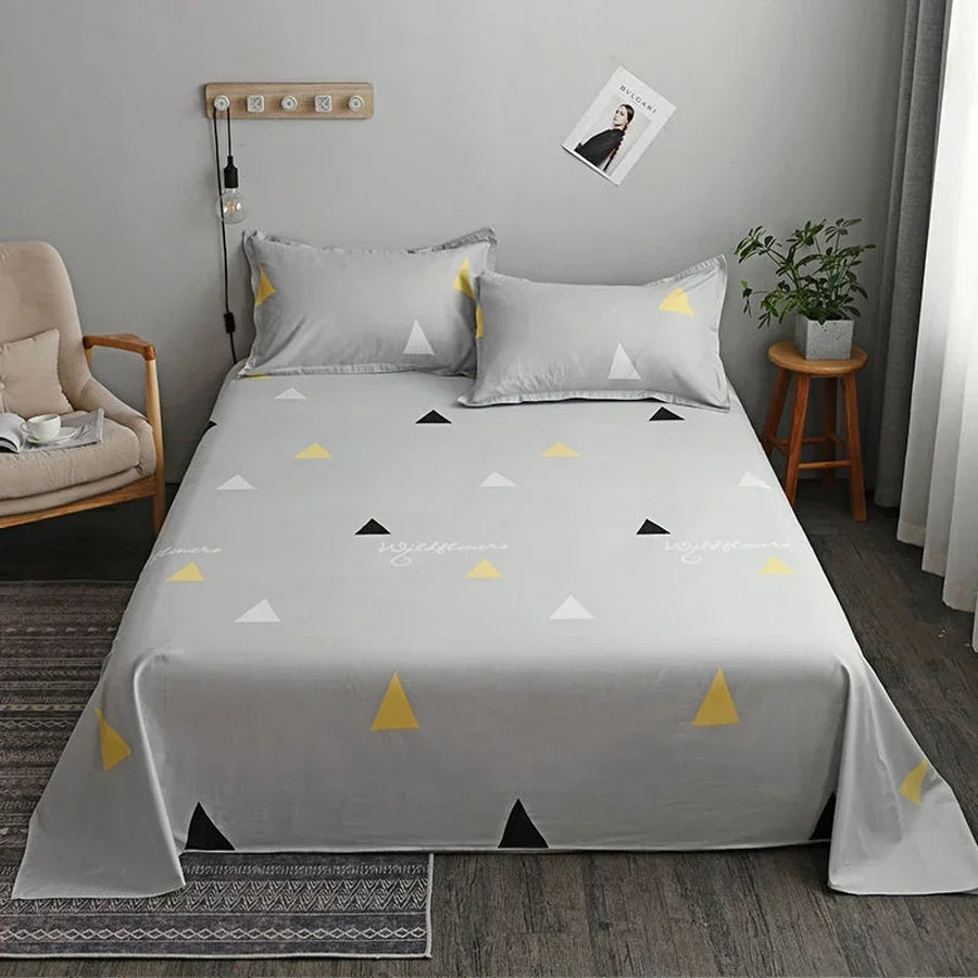 WASART Geometry printed flat bed sheet set couple bedspreads 2 people luxury double bed bedsheet single double queen king size