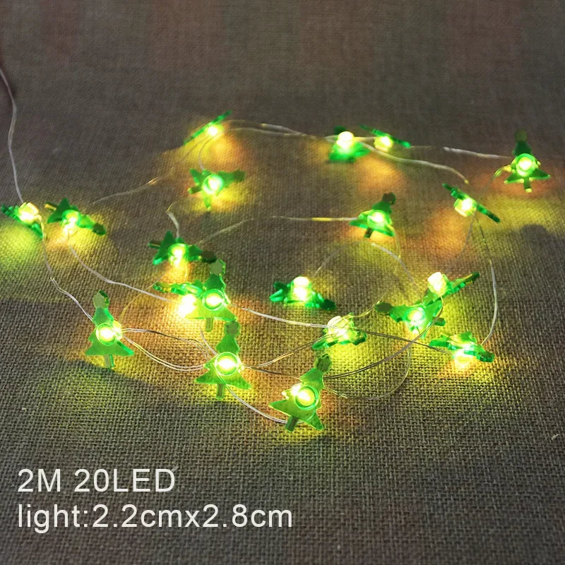 2M Christmas Santa Claus Snowflake LED Light String Garland Xmas Tree Fairy Light Christmas Decoration for Home New Year Navidad