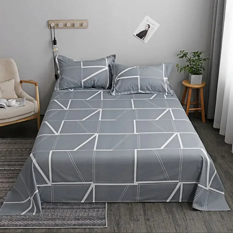 WASART Geometry printed flat bed sheet set couple bedspreads 2 people luxury double bed bedsheet single double queen king size