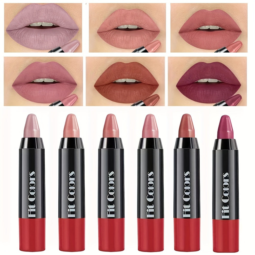 6 pieces, crayon lipstick, matte lipstick, easy coloring lipliner,